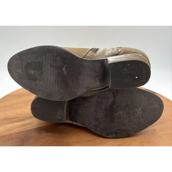 ROAN By Bed Stu Dune Heeled Leather Ankle Booties Distressed Tan White 6 - Picture 8 of 8